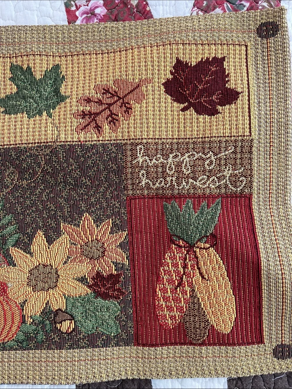 Harvest Cornucopia Table Runner in Fall Colors